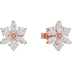 U ARE 925 Sterling Silver 18K Gold and Rose Gold Plated Lush Petal Halo Earrings | Gift for Women and Girls | With Certificate of Authenticity and 925 Stamp