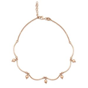 ZAVYA 925 Sterling Silver Beads Drop Rose Gold Plating Hanging charm anklet (Single) | Gift for Women & Girls | With Certificate of Authenticity & 925 Stamp