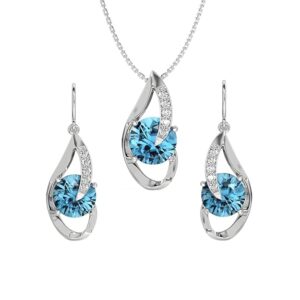 Clara 925 Sterling Silver Sky Blue Eye Pendant with Chain Necklace | Rhodium Plated, Swiss Zirconia | Gift for Women & Girls